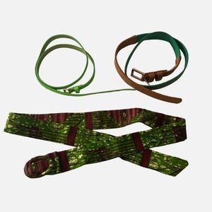 3 belt set J Crew XS leather Eliza J sz 6 green brown small belts
